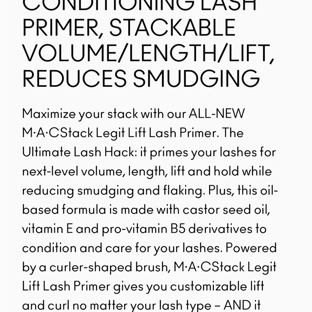 MAC Cosmetics Macstack Legit Lift Lash Primer/Base 2 pic set NWT - Picture 13 of 14